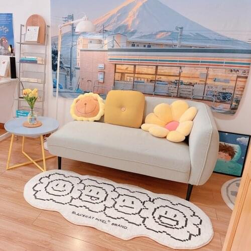 Ins Bedroom Bedside Carpet Cute Cartoon Bay Window Soft Rug Living Room Non-slip Floor Mat Washable Breathable Absorb Dust Rugs