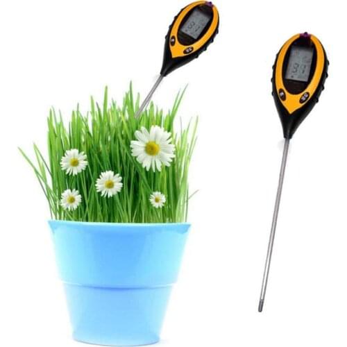 4 in 1 LCD Professional Temperature Sunlight Moisture PH Garden Soil Tester 0.5pH For Indoor / Outdoor Garden Mesuring Tool