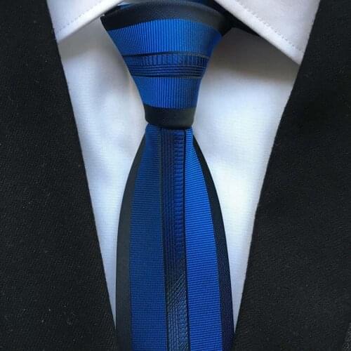 Luxury Mens Tie Top Quality Woven Handmade Necktie Royal Blue with Black Border Stripe