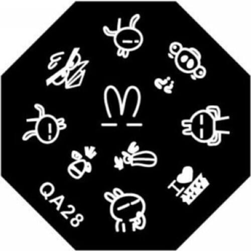 QA series of new Octangle nail stamp image plate can be reused Nail template White Rabbit Love QA28