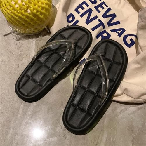 Apanzu Womens Transparent Flip-flops Comfortable Slides Gel Shoes Anti-Skip Simple Slippers Beach Shoes Clear Slippers Women