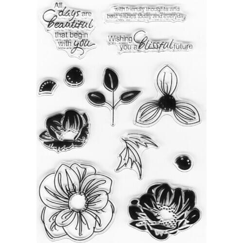 Flower Card Making Stamps Transparent Rubber Clear Stamps Album Paper Craft Scrapbook Stamp