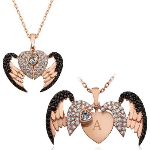 Tevuli 925 Sterling Silver Personalized Winged Heart Lady Necklace