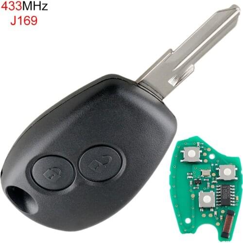 1 Pc 433Mhz 2 Buttons Universal Black ABS Remote Car Key no Battery with PCF7947 Chip and VAC102 Key Embryo Fit for Renault Car