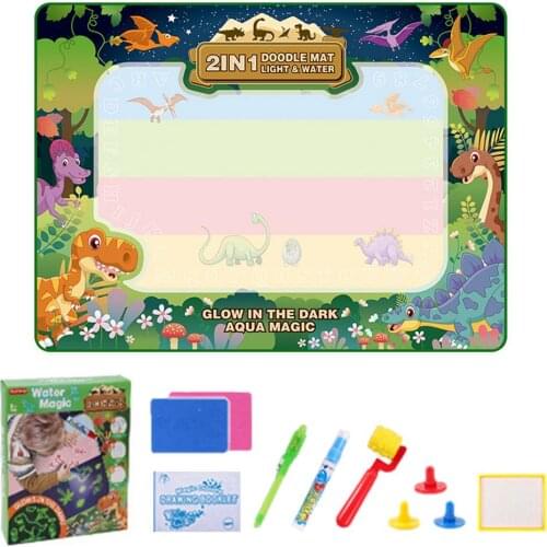 Magic Water Drawing Cloth With Pen Dinosaur Style Drawing MatWater Doodle Mat Luminous Light & Water Drawing Educational Toys
