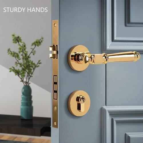 High-grade Pure Copper Solid Mute Door Lock Bathroom Interior Door Handles Lock Anti-Theft Gate Lock Core Furniture Hardware