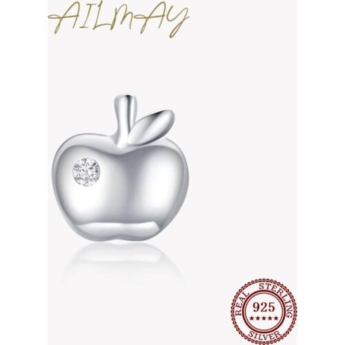Ailmay Top Quality Real 925 Sterling Silver Lovely Small Apple Stud Earrings For Women Minimalist Fine Jewelry 2021 New Style
