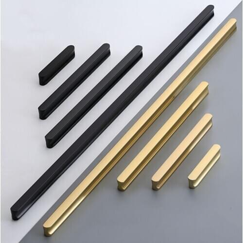 1 PCS American Simple Black Aluminum Alloy Kitchen Cabinet Door Knobs and Handles Drawer Pulls Furniture Handle Hardware