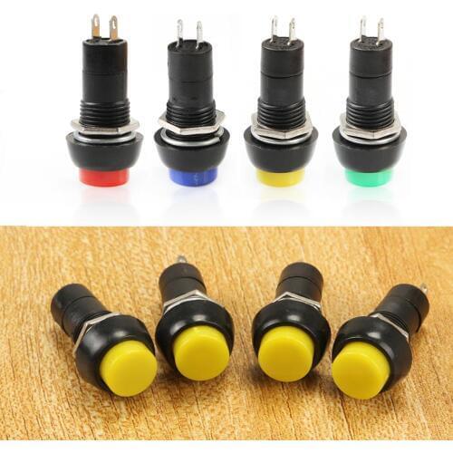 10pcs Round 12mm Push Button Switch Latching NO Normal Open OFF-ON 2 Pin Red Yellow Blue Green
