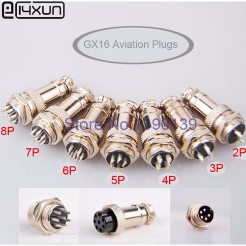2sets GX16 Aviation plug 16mm 2P 3P 4P 5P 6P 7P 8P 9P 10P Male Plugs Female Socket Connector kit Interface