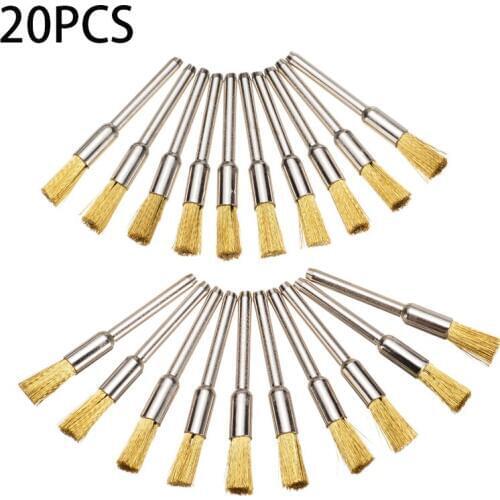 20Pcs New 5mm Brass Wire Pen 3mm Shank Grinding Brushes Brass Wire Brushes For Die Grinder Rotary Machine Tool Abrasive Tool
