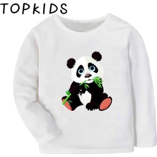 2021 Kids Kawaii Panda Cute Cartoon Print Funny T-shirt Children Casual Tops Baby Boys Girls Long Sleeve T shirt,LKP5390