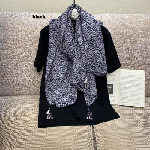 2021 Fashion Paisley Pattern Printed Cotton Lace Trim Tassel Scarf Shawls Wraps 6Colors 10pcs/lot
