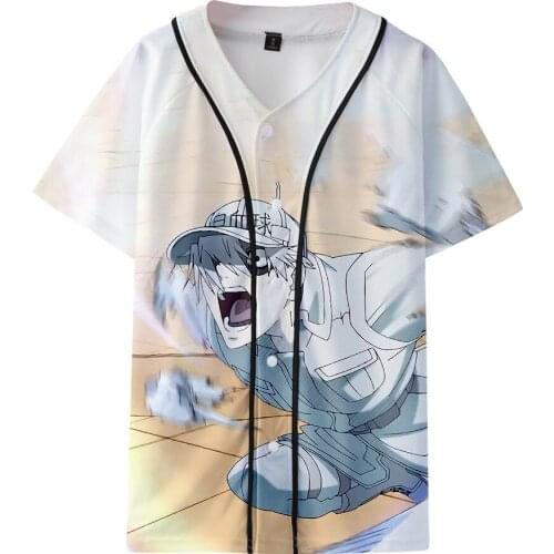 2021 Popular Male/Female Children Animation Work Cell 3D Digital Printing Casual Thin Baseball Uniform Mesh Breathable T Shirt