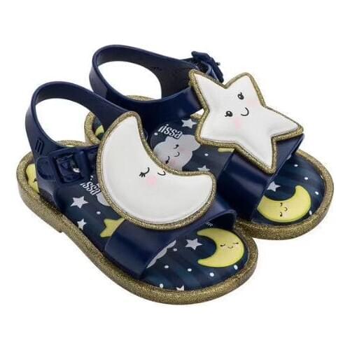 2020 New Mini Melissa Jelly shoes Girl and boy fashion Summer sandal Moon Star Childrens Non Slip flat sole beach shoes HMI006