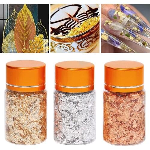 3g/bottle Foil Fragments Nail Decoration Sliver/Gold/Rose Gold Leaf Sheets Flakes Painting Arts Craft Manicure Accessories TG#49