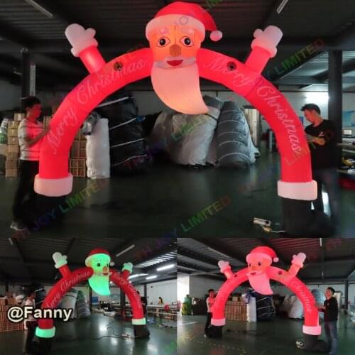 4x3m led light inflatable Santa arch,inflatable Christmas old man sit on arch with led light