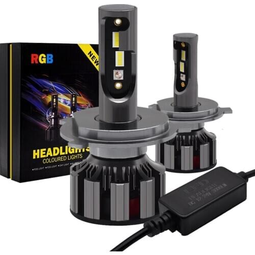 50Pcs/Lot 25Pair APP Bluetooth Control RGB Car LED Headlight Changeable Color Light 9005 9006 Auto Head Lamp LED H4 led H7 Bulbs