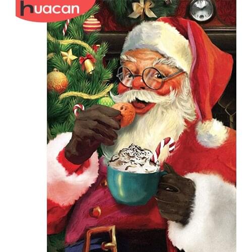 HUACAN 5D DIY Diamond Painting Santa Claus Christmas Full Square/Round Diamond Embroidery Portrait Home Decor Craft Kit