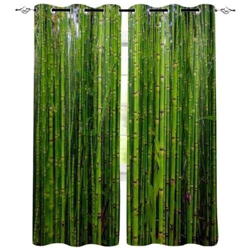 Bamboo Green Nature Dense Window Curtain Kids Home Decor Accessories Living Room Bedroom Kitchen Children Curtain