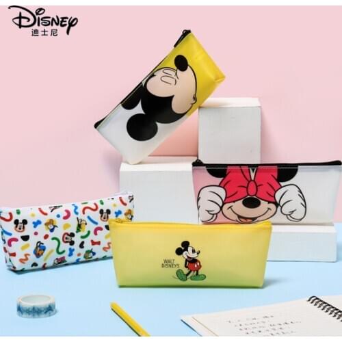 Disney Mickey Cartoon Fashion PVC Transparent Pencil Case Tsum Large Capacity Student Pencil Case Beauty and the Beast handbag