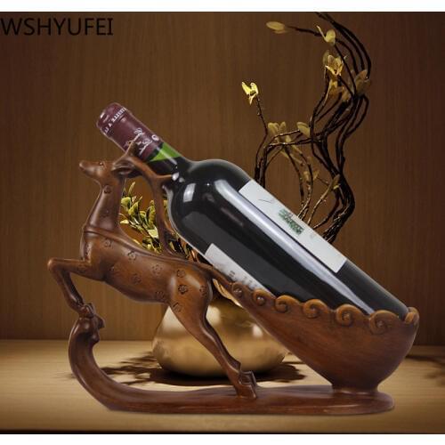 Europe Resin Deer Figurines Wine Rack Creative Elk Model Wine Tray Tabletop Crafts Home Wine Cabinet Decoration Christmas gift