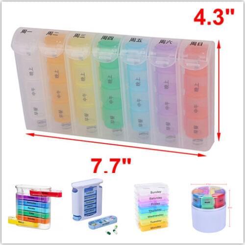 1PC Pill Box Organizer Tablet Holder 7 Day Week Medicine Tablet Drug Holder Storage Box Pillbox Case Organizer Container Kit