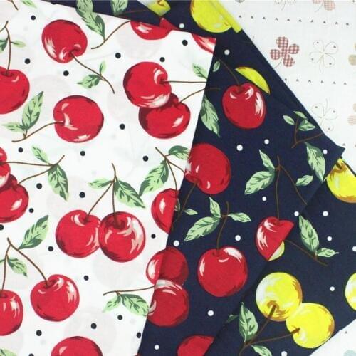 LEO&LIN White purple blue yellow cherry red cherry calico wholesale Cotton Fabric Patchwork Sewing tissus
