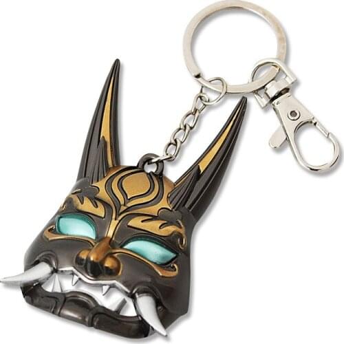 Game Genshin Impact Cosplay Props Yasha XIAO Mask Metal Keychain Anime Keyring Weapon Collection Accessories Gift Drop Shipping