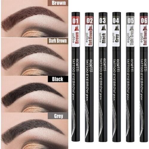 New 1Pc Four-Forked Eyebrow Pencil Eyebrow Tattoo Pen 3D Tint Natural Long Lasting Waterproof Brown Tip Eye Brow Pencil 6 Colors