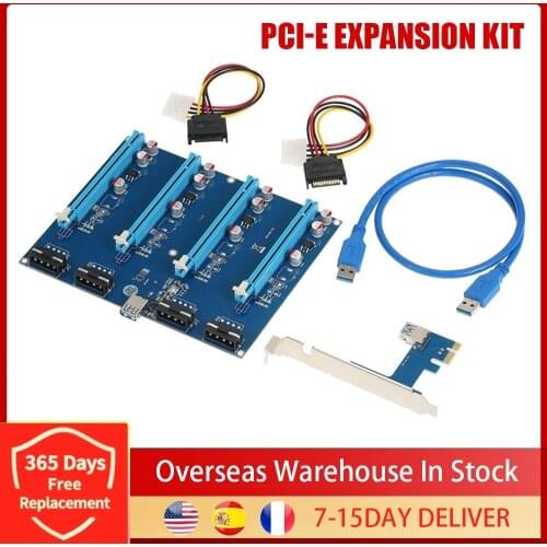 PCI-E Adapter Card PCI-E X1 to PCI-E X16 Expansion Card Converter Card with USB3.0 Cable Power Cable For Mining Miner BTC ETH
