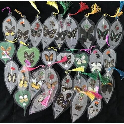 10PCS Classical Elegance tassel Butterfly Bookmark Chinese wind natural Collectibles leaves vein Bookmarks Creative Stationery