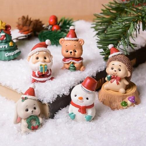 European Style Creative Resin Toys Mini Snowman Family Small Animal Ornaments Merry Christmas Decor For Home Festival Gifts