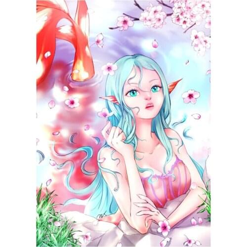 Fantasy Cherry blossoms Girl Round diamond painting full Square mosaic 3d rhinestone embroidery 5d Cartoon Fairy picture,EE1924