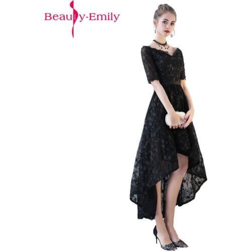 Beauty Emily Lace Black Sexy Evening Dresses 2020 Party Prom Dresses Elegant Vestido De Festa Long Evening Party Gowns