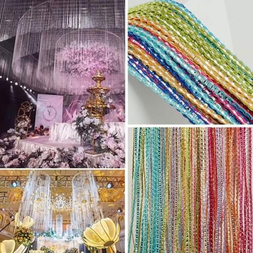 Multicolor Curtain Shiny Tassel Line Living Room Curtains Window Blind Valance Room Divider Drape Door Decorative Thread Curtain