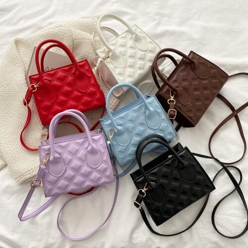 Fashion Women PU Leather Solid Color Crossbody Shoulder Messenger Bag Casual Ladies Thick Chain Top-handle Small Handbags Purse