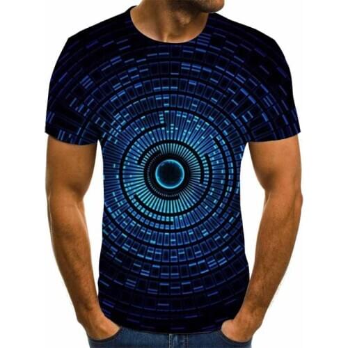 2021 Cross Border Foreign Trade Hot Selling Mens 3D Printing Geometric 3D Digital Printing Fashion Short Sleeve T-Shirt