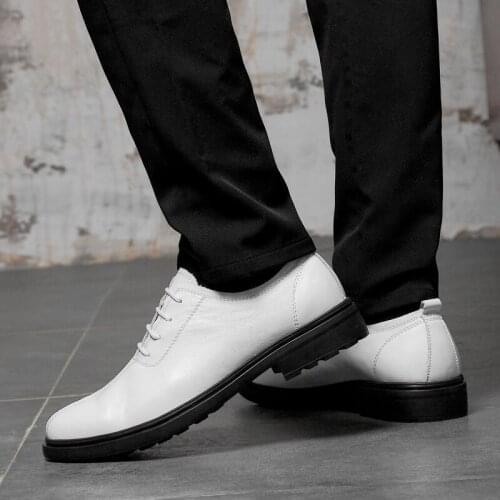 Mens Fashion Casual Dress Comfortable Oxford Business Dress Casual Formal Shoes Men High Quality Genuine Leather Non-slip Oxford