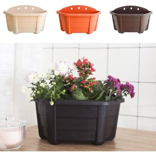 Imitation Wood Grain Wall-mounted Flower Pots Semi-circular Wall-mounted Flower Pots Home Hydroponic Green Flower Pots