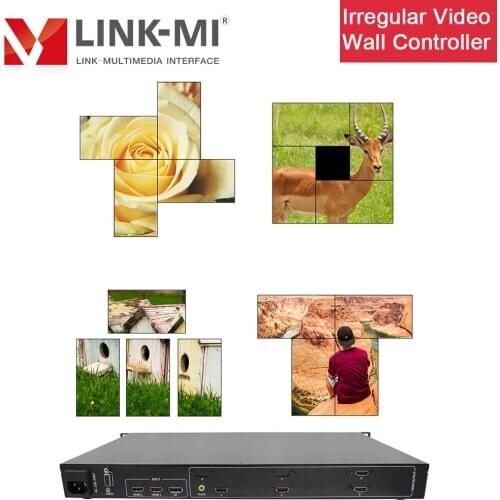 LINK-MI 4K Irregular Video Wall Controller for 4 Displays HDMI+DP Input 2X2 1X4 4X1 Horizontal Vertical Screen Rotation