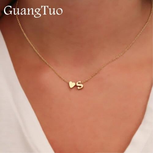 NK154 New Fashion Tiny Dainty Heart Necklace Personality Letter Necklace Name Jewelry for Women Valentines Day Girlfriend Gift