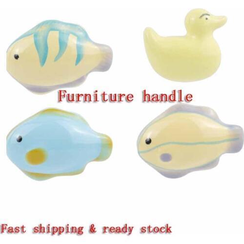 2pcs New childrens room cartoon ceramic handle