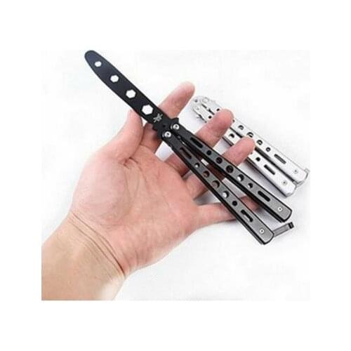 Newest Black Metal Practice Butterfly Balisong Trainer Training Flail Knife Dull Tool Multifunctional Training Flail Knife 2021