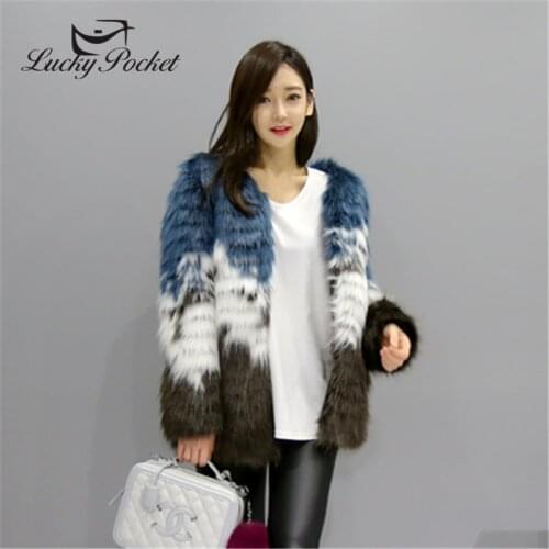 Women Autumn Winter Street Style New Thick Slim Plus Size Mix And Match Colors Fur Coat Ladies Fashion Keep Warm Plush Coat ZY47