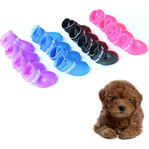 New Dog Shoes Candy Colors Dog Boots Waterproof Protective Rubber Pet Rain Booties