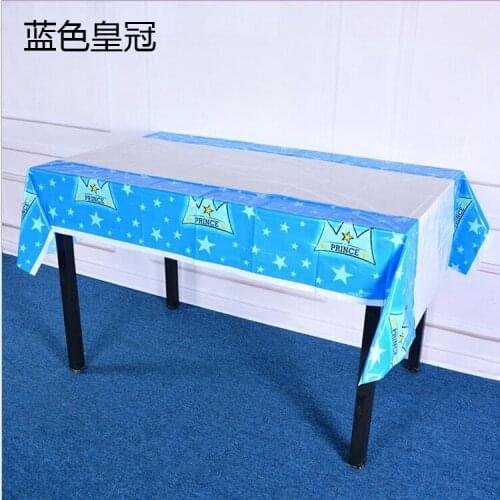 New 100*180cm kid happy birthday party plastic tablecover supplies Pink Princess crown Plastic disposable Tablecloth for Cartoon