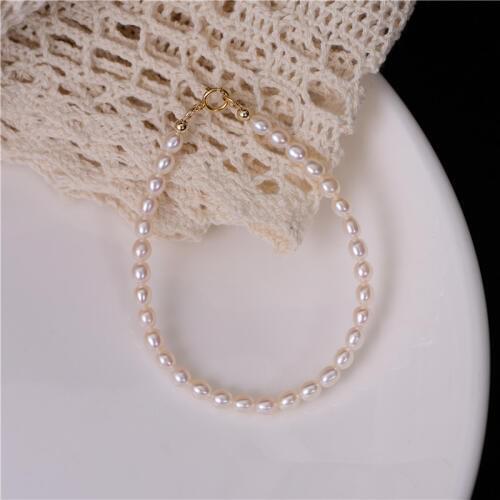 New simple and exquisite wild natural fresh water white pearl 3-4MM rice bracelet