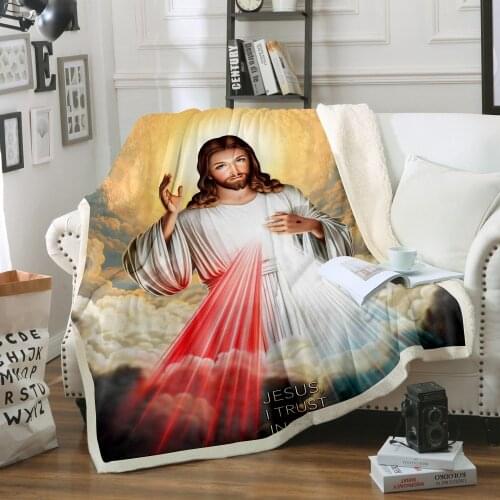 Jesus i trust in you pattern Blanket 3D Print Jesus Blanket Bedding Home Textile Blanket Travel Gift