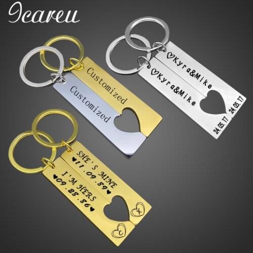 2pcs Original Customized Name Keychain On The Phone Personalized Gift Boyfriend Girlfriend Keyring Women Men Couples Keychain